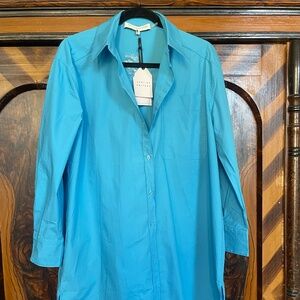 English Factory Classic Collard Shirt Dress in cerulean NWT